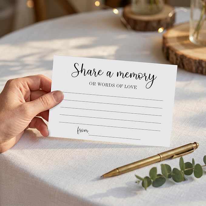 Share a Memory Cards - Share Words of Love - Keepsake Funeral Card, Guest Book Alternative, Minimalist Memory Cards for Birthday, Funeral Memory Books and Boxes, Memorial Service Decorations - A01 - Image 4