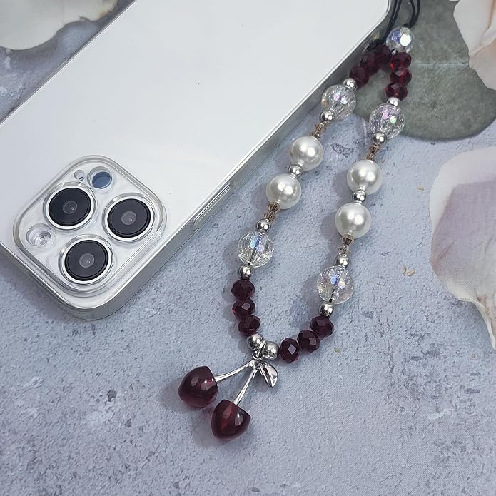 cioatu Phone Charms Cute Cherry Butterfly Cell Phone Lanyard Strap Wrist Strap for Bag Airpods Camera Pendants Decor - Image 5