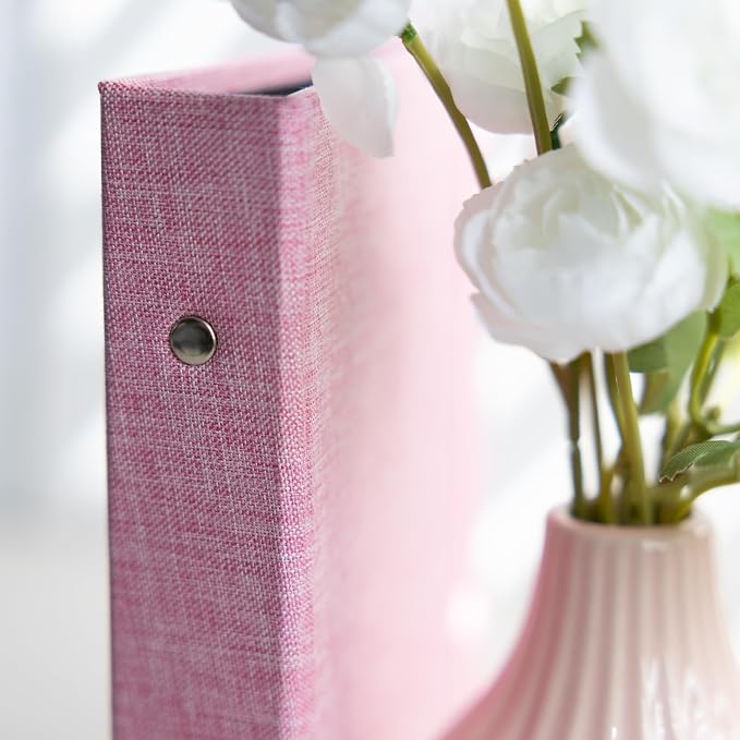 Photo Album For 2X6 Photo Booth Slip In Strips And 4X6 Pictures - 6 Ring Notebook Binder With 20 2 By 6 Sleeves - Fits 80 Photobooth Prints (ROSE PINK - LINEN HARDCOVER, 2X6) - Image 6