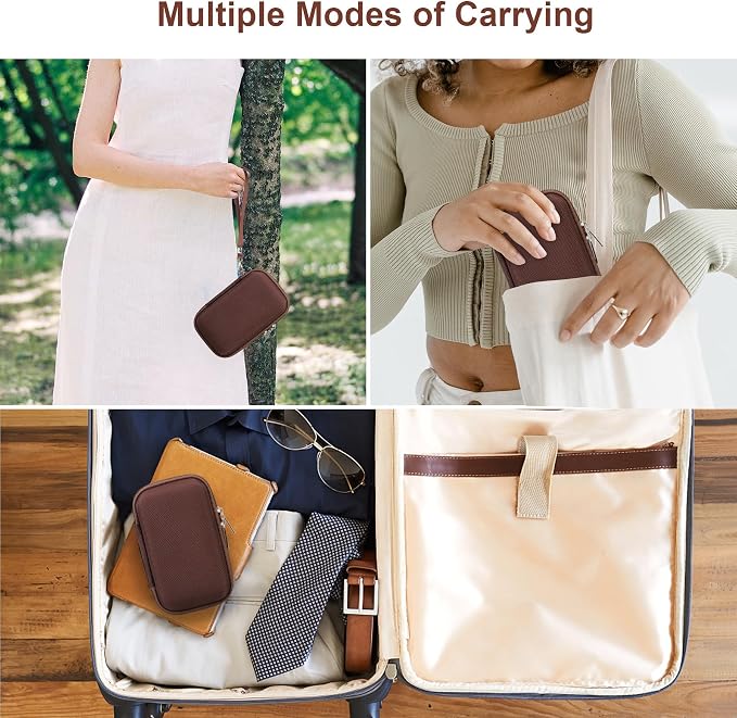 Canboc Camera Case for Canon PowerShot G7 X Mark III/ G7X Mark II, Brown | For SX740/ SX730/ G7X3 Carrying Camera Bag, Zipper Mesh Pocket fits USB Cable, Batteries - Image 3