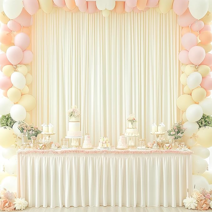 Ivory Backdrop Curtain 8 Panels-Wrinkle-Free Ivory Curtains Polyester Photography Drapes for Wedding Party Baby Shower Photo Background Decorations- 32 X10FT - Image 7