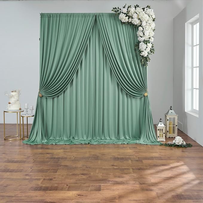 10 ft x 10 ft Sage Green Backdrop Curtains for Parties, Wrinkle Free Sage Green Photography Backdrop Drapes for Wedding Boys Birthday Baby Shower Bridal Shower Party by Outpain