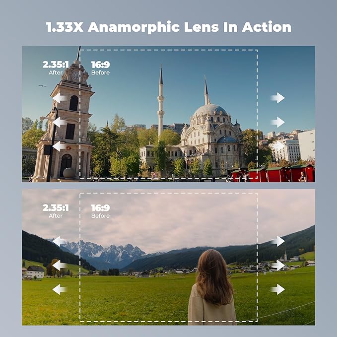 Freewell 1.33x Anamorphic Lens for iPhone & Samsung - 3 Flare Colors in One Lens (Neutral, Gold, Blue) - Cinematic Smartphone Lens with Oval Bokeh - Compatible with 17mm Mount Phone Case & Cage. - Image 6