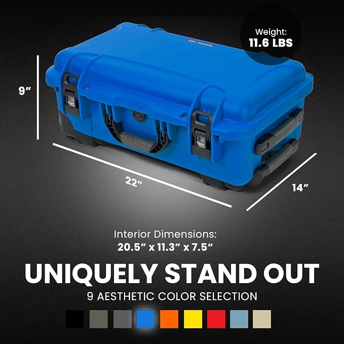 NANUK 935 Hard Case – Waterproof Equipment Case with Wheels, 22” x 14” x 9” – Dustproof and Impact Resistant, Airline Carry-On Approved - Blue - Image 5