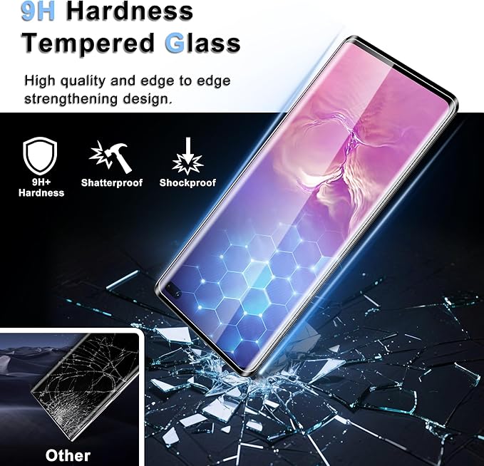 2+2 Pack for Samsung Galaxy S10 Plus Screen Protector, 9H Tempered Glass + Camera Lens Protector, Full Coverage, Case Friendly, Anti-Scratch, Bubble-Free for S10 Plus 5G 6.4” - Image 6
