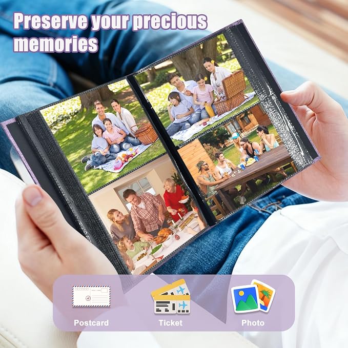 Photo Album 4x6 200 Pockets for Wedding Gifts,Linen Hardcover Picture Albums for Family Anniversary Baby Vacation Pictures - Image 4