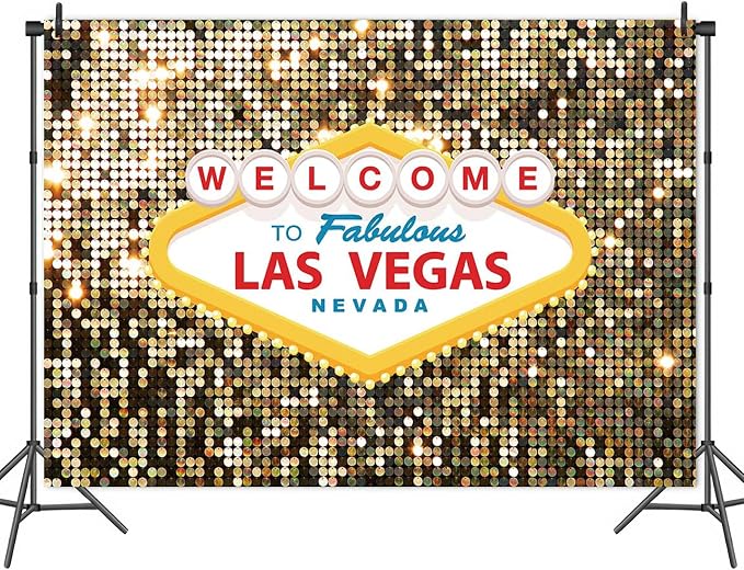 6x6FT Fabulous Casino Poker Movie Themed Photo Background Welcome to Las Vegas Party Photography Backdrops Vintage Costume Dress-up Baby Shower Banner Birthday Prom Ceremony Supplies Props Vinyl - Image 4