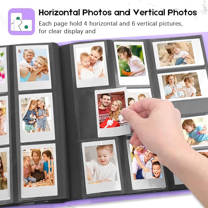 Veicevol 560-Pockets Album for Instax Mini & Polaroid 2x3 in Photos, Purple | Designed for Fujifilm Instax Mini and Polaroid 2x3 Photos, Holds Up to 560 Pictures for Secure Storage and Easy Viewing - Image 5