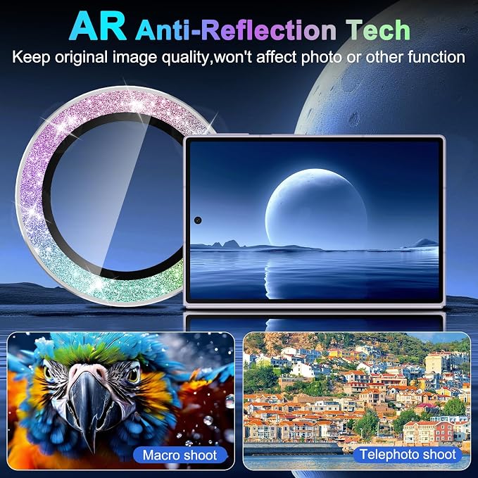 Meshine for Samsung Galaxy Z Fold 8 Camera Lens Protector,Scratch Proof,Strong Adsorption,9H Hardness with Metal Ring Camera Cover,Ultra Thin Case Friendly,Accessories Lens Protector,Glitter Colorful - Image 4