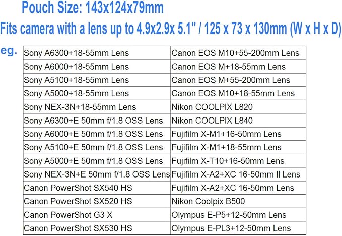 JJC Black Ultra Light Neoprene Camera Case for Sony a6600 a6500 a6400 a6300 a6100 a6000 a5100 +18-55mm/E 50mm F1.8 Lens, Pouch Bag for Fuji X-T30 X-T20 X-T10 +16-50mm, Canon PowerShot SX530 SX540 G3X - Image 8