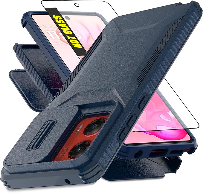 for Motorola G Stylus 5G 2024 Case with 1 HD Screen Protector & Slide Camera Cover [Military-Grade] Phone Case Heavy Duty Rugged Shockproof Protective Cover for Moto G Stylus 5G 2024(Blue) by AWZHYDT