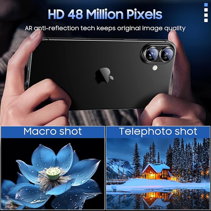 Uyiton for iPhone 16 / iPhone 16 Plus Camera Lens Protector | Not Easy to Break, Strong Adsorption, Case-Friendly, Metal 9H Sapphire Glass Rear Camera Screen Cover, Black Titanium - Image 3