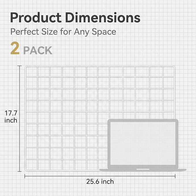 Kaforise Wire Wall Grid Panel, Multifunction Painted Photo Hanging Display and Wall Storage Organizer, Pack of 2, Size 25.6" x 17.7" White - Image 9