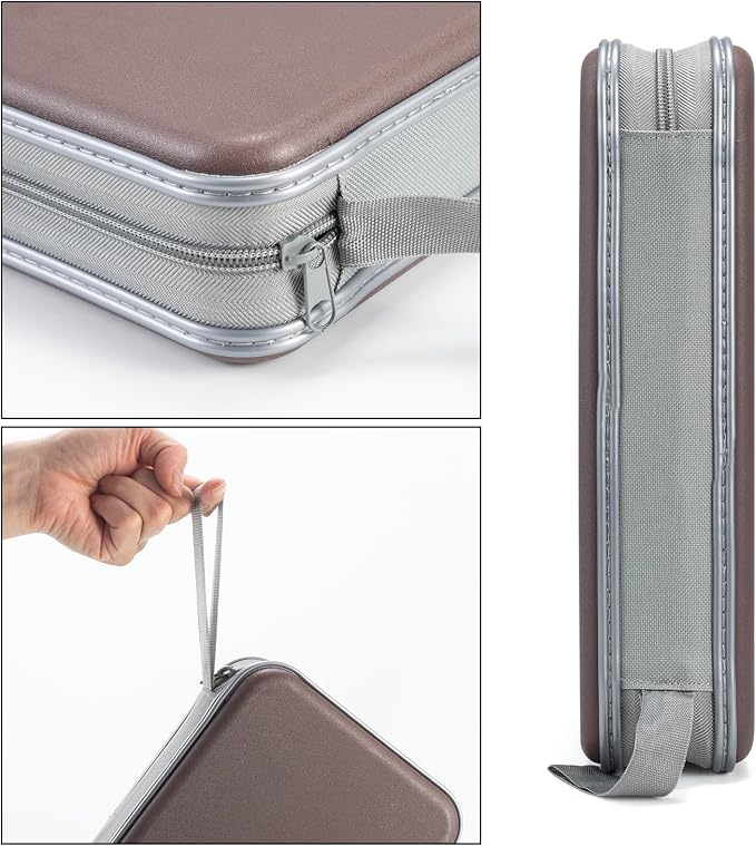 alavisxf xx CD Case, 96 Capacity Hard Plastic Organizer Wallet for Car | CD DVD Holder, Portable Hand Strap, Zipper Closure, Anti-Slip Scratch-Resistant Sleeves, Disc Storage, for Home Office Travel - Image 2