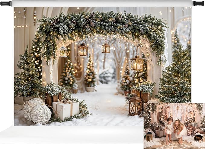 Kate Christmas Arch Door Backdrops Winter White Snow Land Photo Background Party Supplies Stduio Props, 10x6.5ft by KateBackdropforPhotography