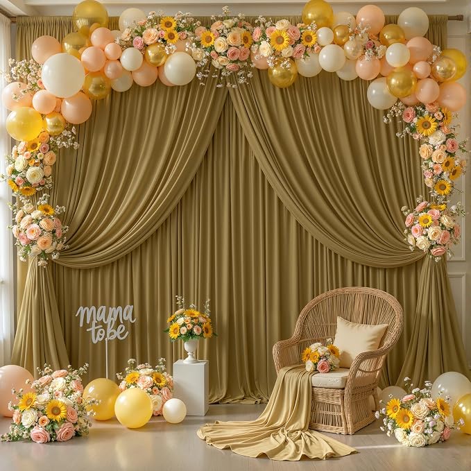 Brown Backdrop Curtains-Wrinkle-Free Polyester Photography Drapes Party Curtain Background for Baby Shower Wedding Decorations- 32 X10FT (Brown) - Image 7