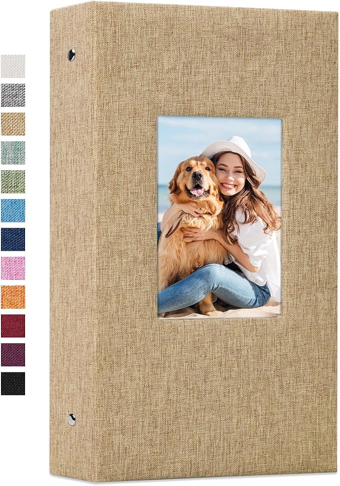 Vienrose 4x6 Photo Album,300 Pockets,Linen Cover with Window,Khaki | Linen Hardcover, Slip In Photo Book, Family Memory Album, Travel Keepsake by Vienrose