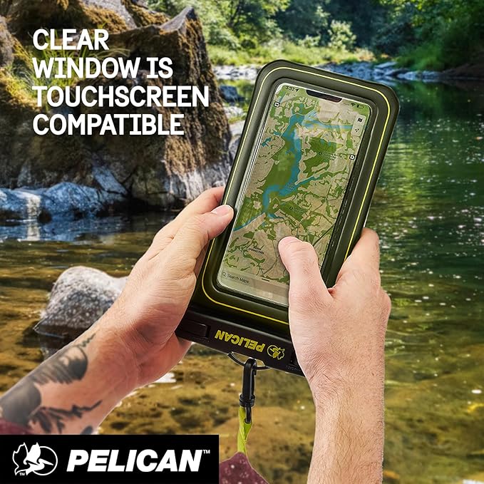 Pelican Marine Waterproof Phone Pouch w/Storage Pocket -Black/Hi-Vis Yellow | Large Touchscreen IP68 Floating Waterproof Phone Case w/Detachable Lanyard - Fits All Phones - Beach Cruise Travel Essentials - Image 3
