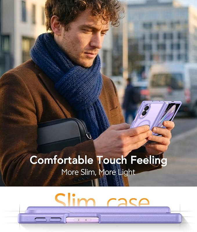 FNTCASE for Samsung Galaxy Z Fold 8 Case, Fit for Magsafe, Hinge Protection | Screen Protector, Translucent Matte Magnetic Back, 18FT Military Grade Drop Proof, Protective Phone Cover, Light Purple - Image 7