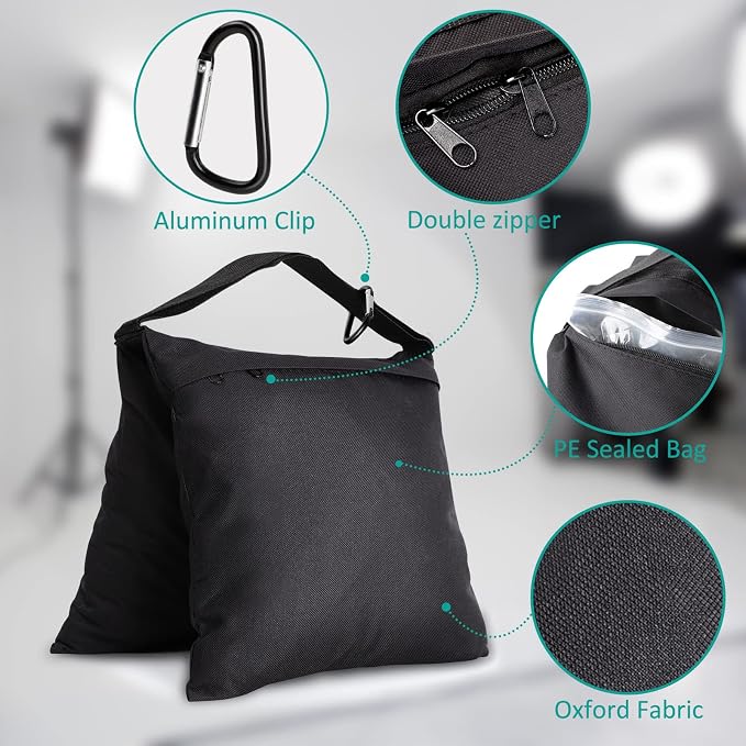 12 Packs Sandbags Weight Bags for Light Stand Photography Video Support | Heavy Duty Saddlebags for Backdrop Stand, Photo Tripod, Canopy, Pop up Tent, Umbrella Base, Fishing Chair, Wedding Shed - Image 2