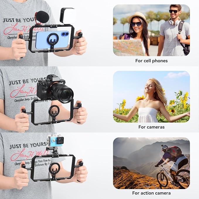 UTEBIT Quick Release Phone Cage, Smartphone Video Rig Kit with Handles | Aluminum Handheld Filmmaking Vlogging Case Stabilizer for Videomaker, for iPhone 17/16/15, for Android Phones, Samsung - Image 7