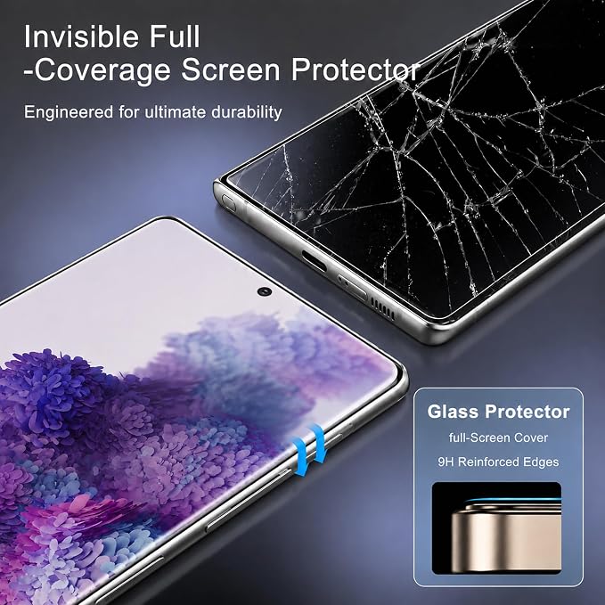 [3 Pack] 3D Curved Tempered Glass for Galaxy S20 Plus Screen Protector | 9H Hardness, Ultrasonic Fingerprint Compatible, Case Friendly, Bubble Free HD Clear Glass for Samsung Galaxy S20 Plus - Image 3