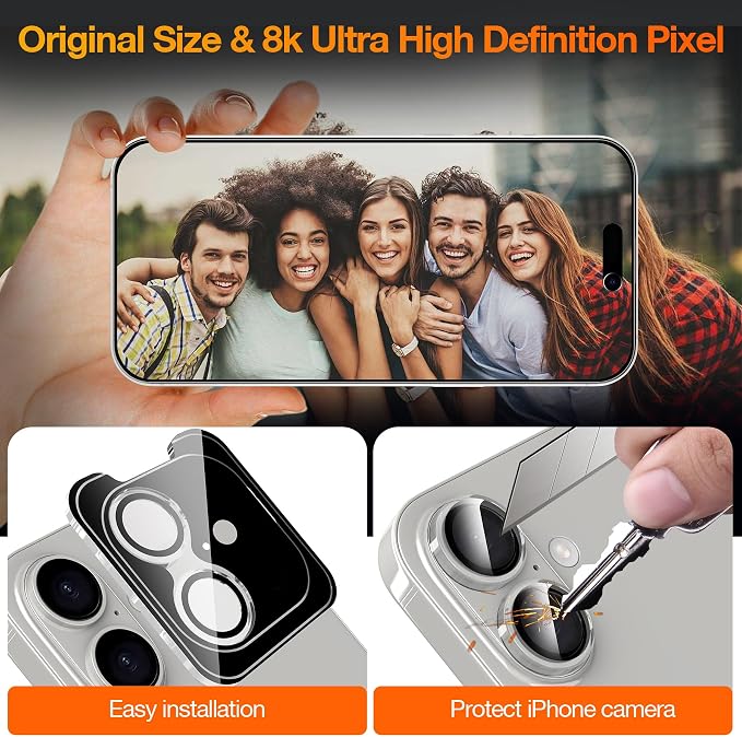YMHML 3 Pack Compatible for iPhone 17 Privacy Screen Protector Tempered Glass + 1 Set of Camera Lens Protector, 25°Anti Spy, [Top 9H+ Military Grade Shatterproof] [Bubble Free, Auto-Dust Removal] - Image 5