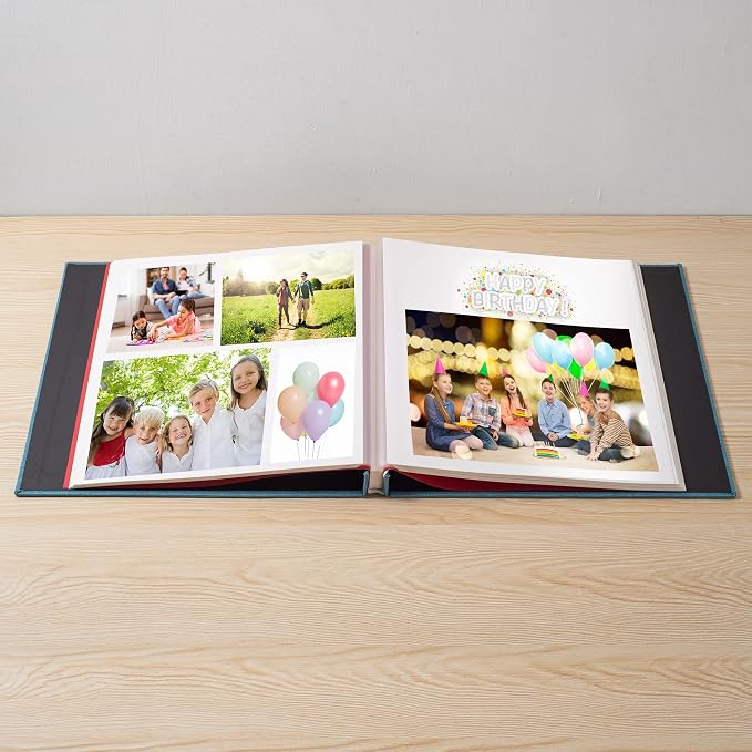 Large Photo Album Self Adhesive 4x6 8x10 10x12 13"x12.8" Magnetic Scrapbook Album 12.6"x11" Inch 60 Sticky Pages Linen Cover DIY Photo Album with A Metallic Pen and DIY Stickers(SkyBlue) - Image 2