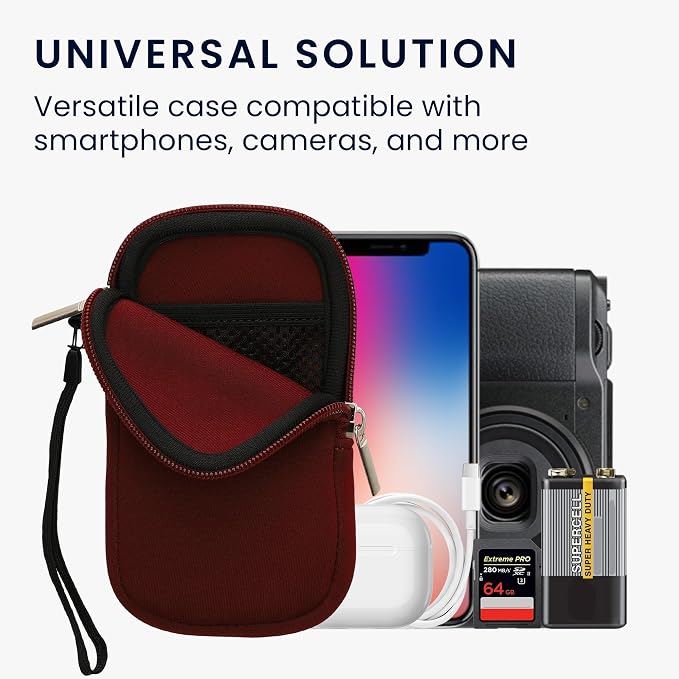 kwmobile Universal Phone Pouch Size M - 5.5" - Neoprene Smartphone Pouch with Zip - Water-Repellent Mobile Phone Case - Sleeve in Bordeaux - Image 4