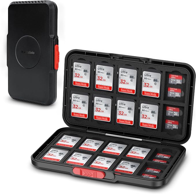 Pop Up Style Memory Card Case,60 Slots Memory Card Holder Wallet for 20 SD SDHC SDXC & 40 Micro SD SDXC SDHC TF MSD Cards,Portable Slim Micro SD Card Case Storage Organizer with EVA Foam Interior by Kiorafoto