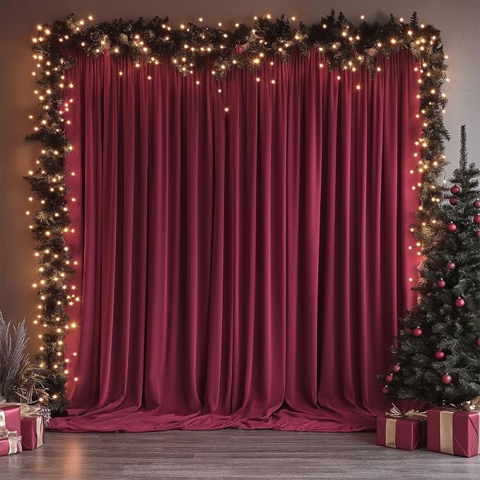 ESGOTBME 20x10ft Wrinkle Free ‌Burgundy Backdrop Curtain for Parties Soft Fabric Drapes Wedding ‌Curtain Backdrop for Birthday Party Decorations Background for Photography 5x10ft, 4 Panels - Image 8
