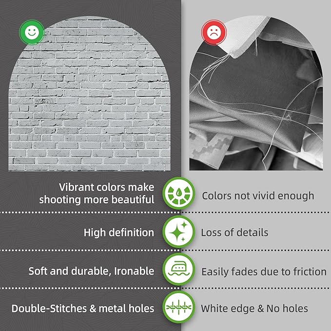 7x5ft White Brick Wall Backdrop for Photography | Fabric Photography Background Brick Wall Decor for Photoshoot Newborn Baby Shower Video Conference Studio Props - Image 3