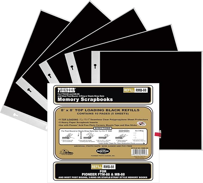 Pioneer Black Refill Pages for 8 Inch by 8 Inch Memory Books by PioneerPhotoAlbums