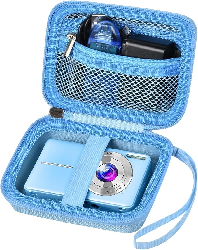 ALKOO Digital Camera Case for CAMKORY, Camera Pouch for KODAK Pixpro -Blue | for Lecran/for VAHOIALD Point and Shoot Camera, Hard Carrying Case with Mesh Pocket, Compact for Vlogging, Travel and Storage by ALKOO