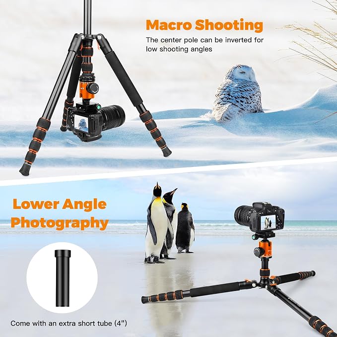 Victiv Camera Tripod, 80" Ball Head Tripod with Carry Bag & Phone Holder | Aluminum Heavy Duty Tripod Stand, 2-in-1 Camera Tripods & Monopods, Compatible for DSLR Binoculars Spotting Scope Telescope - Image 6