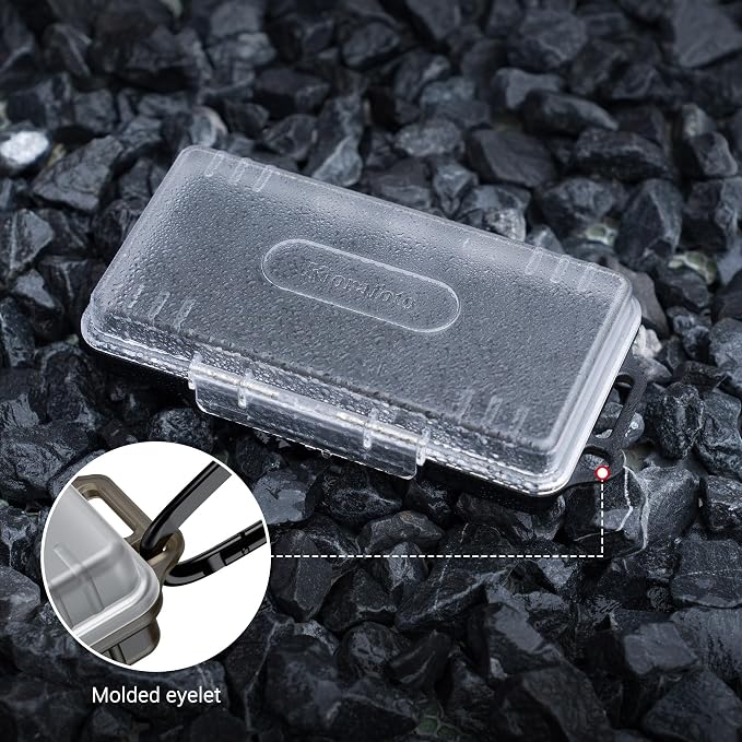 Kiorafoto Waterproof SD Card Holder with 40 Slots - Transparent | Large Capacity,Water-Resistant Memory Card Case,for 40 SD SDHC SDXC Cfexpress Type A PSV PS Vita,w Card Labels & Carabiner - Image 5