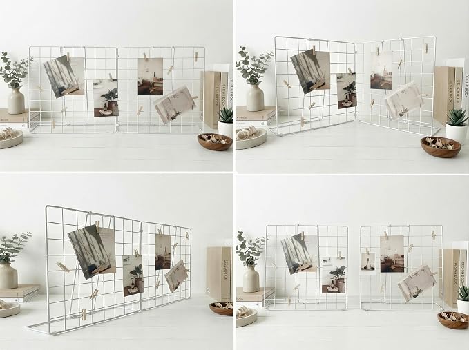 Double-Sided Foldable Desktop Photo Display Board White | 20 Wooden Clips, Photo Display Organizer, Accessory & Handcraft Display, Photo Display Board, For Home Office - Image 4