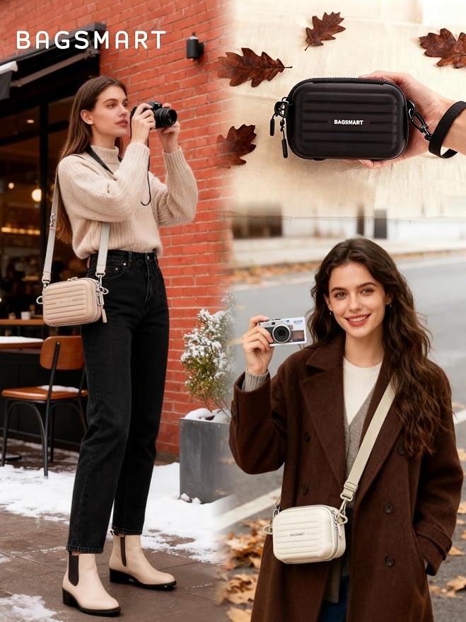 BAGSMART Digital Camera Case, Small Camera Bag with 2 Carrying Ways, Brown | Lightweight Camera Sling Bag for Canon Powershnot ELPH 180/190/Sony DSCW800/DSCW830, Waterproof & Protective - Image 2