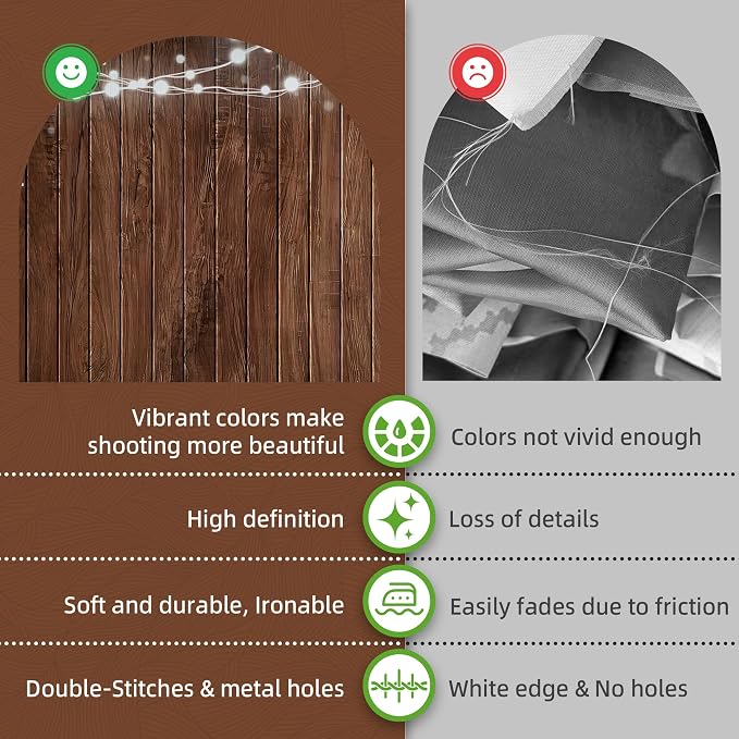 7x5ft Rustic Wood Backdrop Vintage Brown Wooden Plank Background | Non-Reflective Vinyl Photo Booth Backdrop for Western Birthday Party, Cake Smash, Baby Shower - Image 3