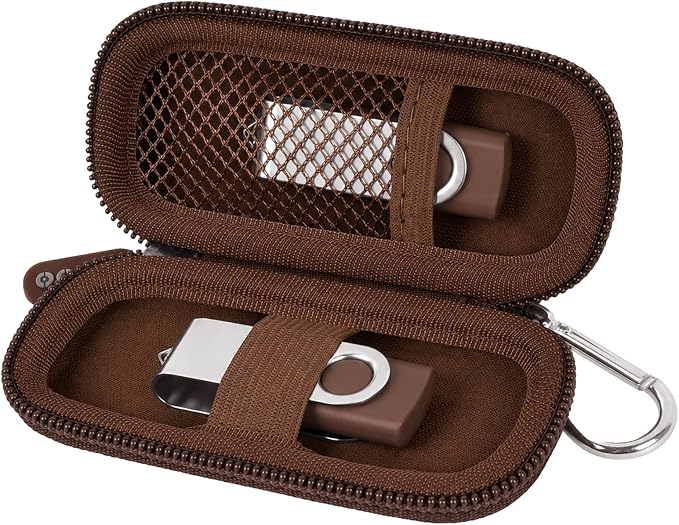 USB Flash Drive Case, SD Card/Thumb Drive/Memory Cards Holder, Bag Only | SDXC/SDHC Storage, Electronic Accessories Organizer for SanDisk / for Samsung, for Students/IT/Office/School/Travel, D-Brown by ALKOO