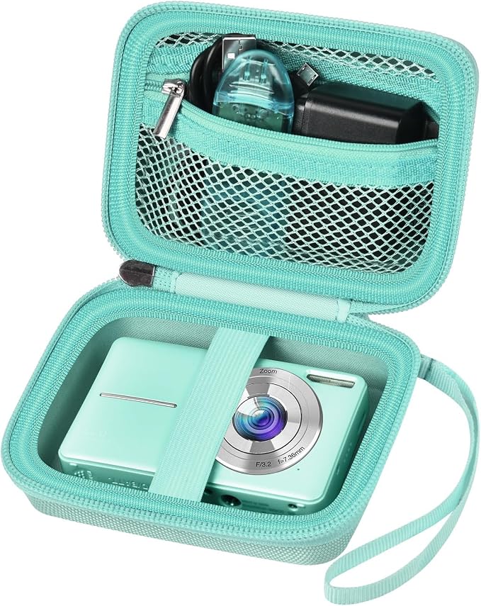 ALKOO Digital Camera Case for CAMKORY, Camera Pouch for KODAK Pixpro -Green | for Lecran/for VAHOIALD Point and Shoot Camera, Hard Carrying Case with Mesh Pocket, Compact for Vlogging, Travel and Storage by ALKOO