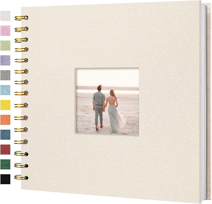 8"x8" Scrapbook Photo Album Linen Cover 20 Sheets 40 Pages White Paper | Beige Hardcover Kraft White Pages Memory Book, for Travel Wedding Guest Book Christmas Baby Shower Fits 4x6 & Instant Photos by Hiwhy