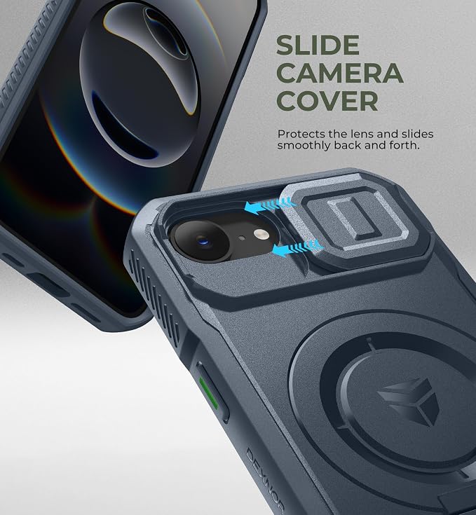 Dexnor for iPhone 17e Case, iPhone 16e Case[Built-in Slide Camera Cover & Kickstand], Compatible with MagSafe Heavy-Duty Rugged Magnetic Shockproof Phone Case for iPhone 17e/16e, 6.1 inch Navy Blue - Image 4