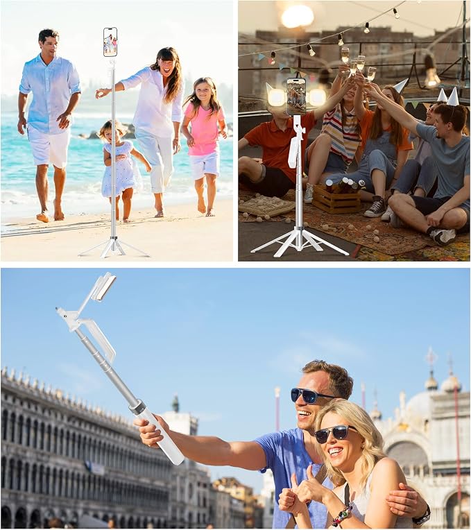 Selfie Stick Phone Tripod - 71 inch Tall Cell Phone Holder with Detachable Wireless Remote and 2 LED Lights for Recording, Video and Picture, Phone Stand for iPhone, Android, Camera & Gopro - Image 9