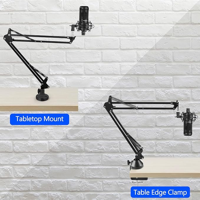 GEEKRIA for Creators Professional Microphone Boom Arm Compatible with Audio-Technica AT2035, AT2020, Suspension Mic Stand, Adjustable Desk Mount Holder for Studio Recording, 28.7" Reach - Image 6