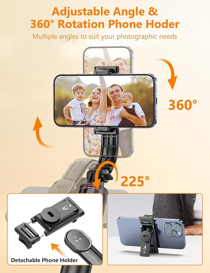 Selfie Stick Phone Tripod with Remote, 51" Aluminum Phone Stand for Cell Phone, 360° Rotation Portable Selfie Stick Tripod for iPhone 15/14 Pro Max/14 Pro/14/13 Pro, Android - Image 3
