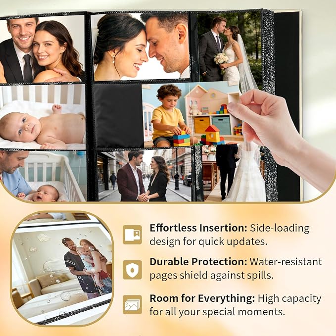Photo Album 4x6 600 Pockets Photos, Large Capacity Leather Cover Photo Book | Slip-In Horizontal & Vertical Pockets Acid-Free Waterproof Picture Albums Great for Family Baby Wedding Holiday & Anniversary - Image 3