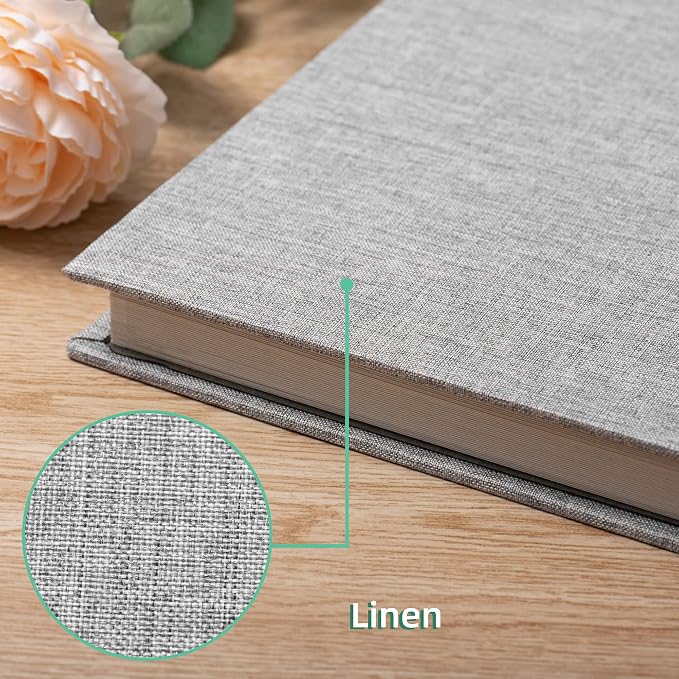 Photo Album Self Adhesive Scrapbook Album for 4×6 Pictures DIY Magnetic Linen Cover Album 30 Blank Pages for Family Wedding, Birthday, Christmas, Anniversary (Grey) - Image 4