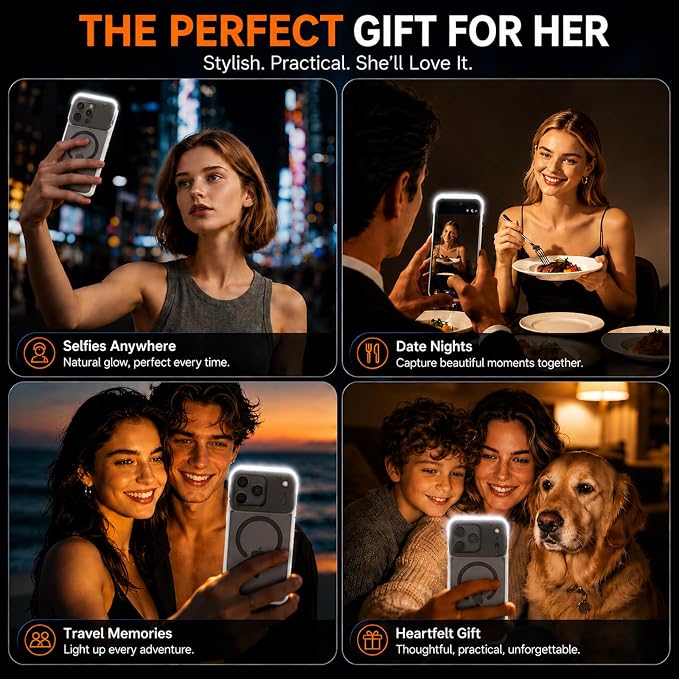 tesha Selfie Light Case for iPhone 16 Pro Max, MagSafe, Camera Detector | 2-Level LED Brightness, IR Hidden Camera Scanner, Drop Protection, Rechargeable Light Up Cover, No APP Needed for Video Vlog - Image 6