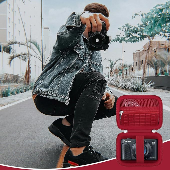 Carrying Case for Canon PowerShot SX740 HS, SX730 HS Camera, Red | SX720 HS, SX620 HS, G7 X Mark III, G7 X Mark II Digital Camera, Storage Holder Travel Bag with Mesh Pocket for Battery Pack - Image 7
